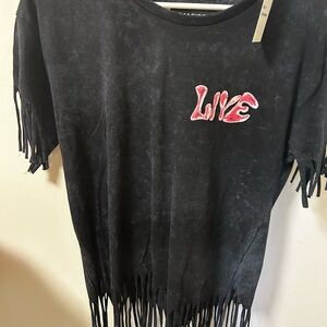 Black Fringe Women's Top